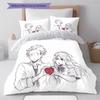 A Silent Voice Pattern Bedding,Quilt Set Quilt Cover Pillowcase Home Birthday Gift (1 * Duvet Cover + 2 * Pillowcase, Without Core)