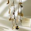 Summer Stainless Steel Necklace Sea Themed Starfish and Heart Charm Drop Oil Neckwear Enamel Jewelry Accessory