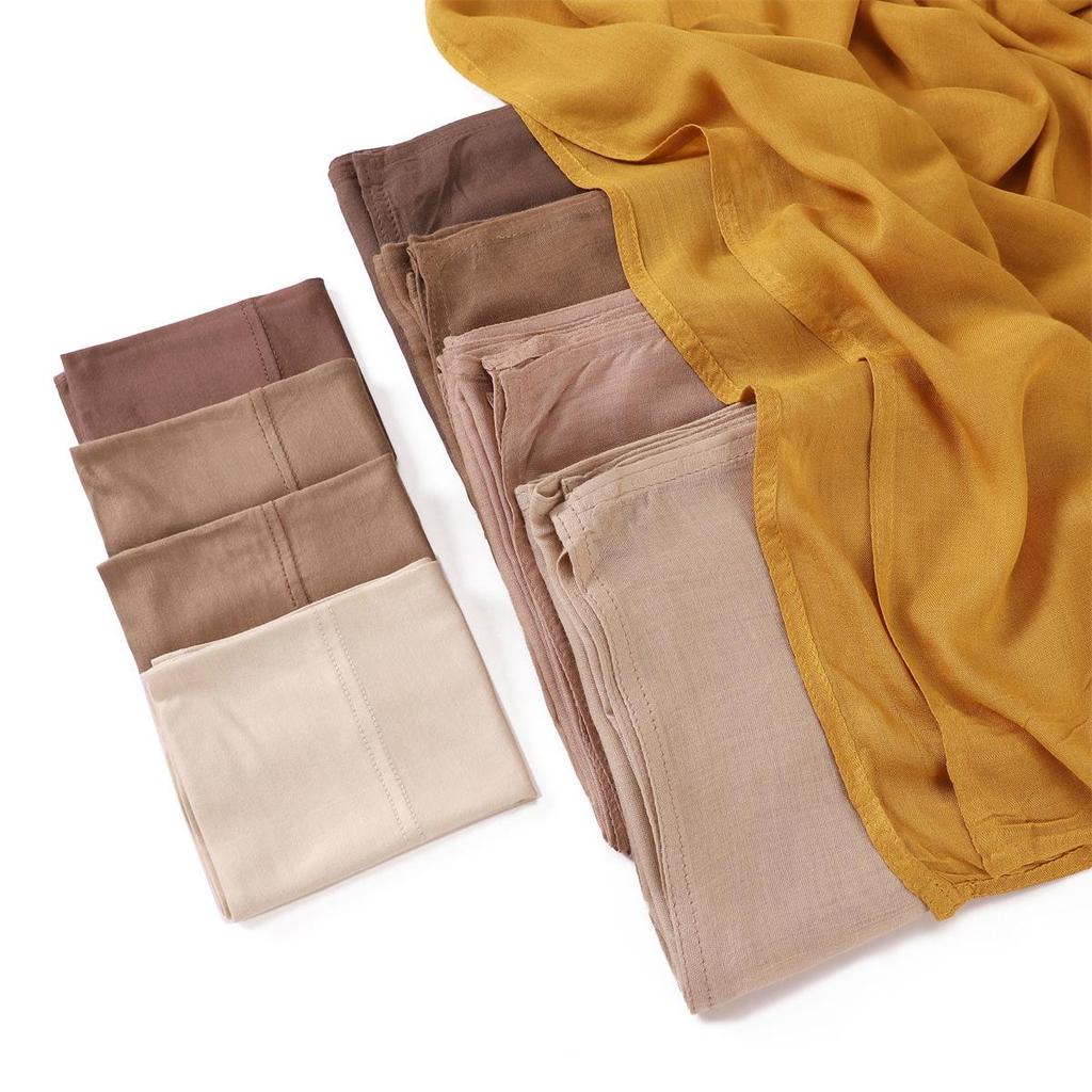 Ensemble Écharpe et Bonnet en Rayonne-Coton: Grand Écharpe + Chapeau Tube à Bord Large Assorti