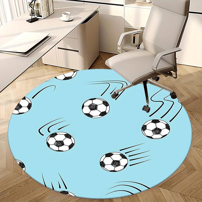 Soccer Ball Office Carpet Chair Mats, Football Patterned Rug for Home Decor, Office Carpet Gift, Suitable for Bedroom, Living Room, Various Rooms1118