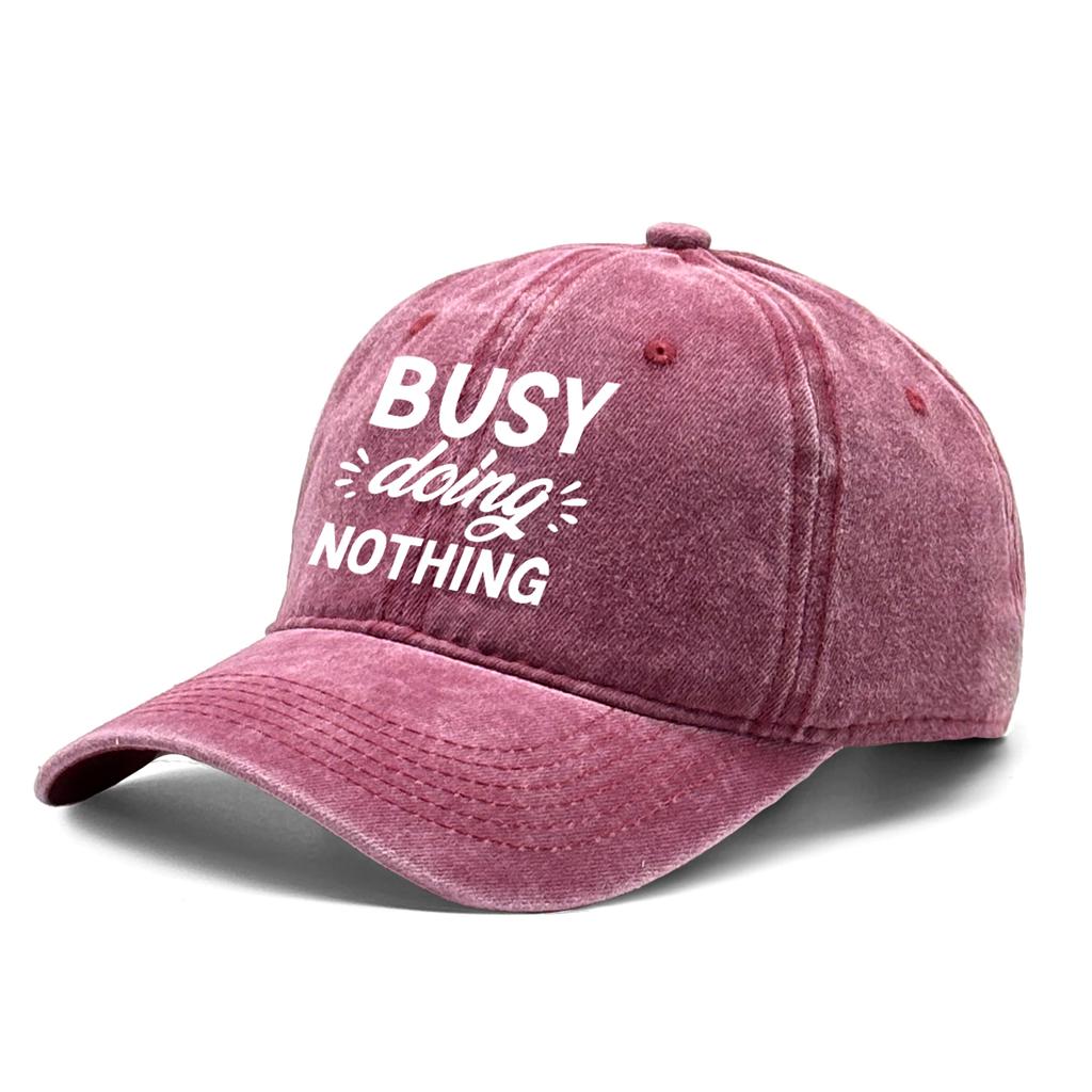 Busy Doing Nothing Unisex Snapback Baseball Hat Caps For Woman Washed Retro Adjustable Baseball Cap Perfect For Street Wear