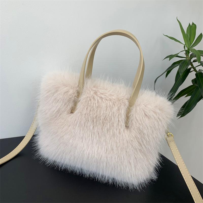 Luxury Faux Fur Ladies Square Shoulder Bags Winter Fluffy Female Crossbody Bag Soft Furry Plush Women's Small Handbags Purse