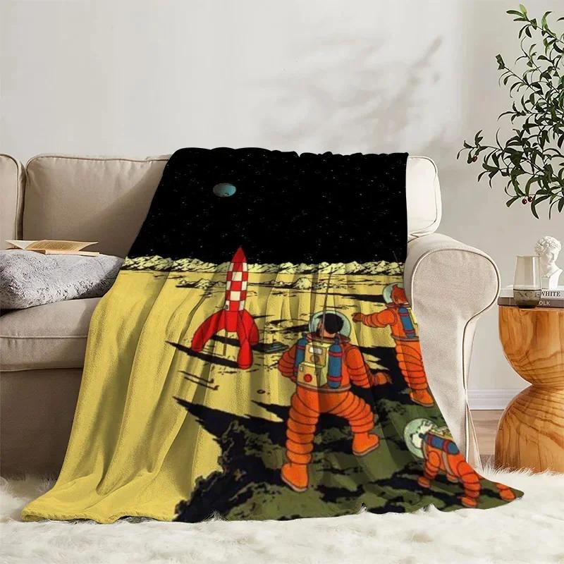 

Аниме Плед Тинтин Фланелевый Диван Кемпинг Дремота Покрывало Мягкий Плед Флис Домашний Текстиль Подарок на День Рождения Плед Декор Спальни#(4) 75X95CM серый
