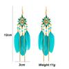Bohemian Long Sun Flower Feather Earrings for Women Trendy Ethnic Retro Gold Color Chain Tassel Earring Wedding Vacation Jewelry