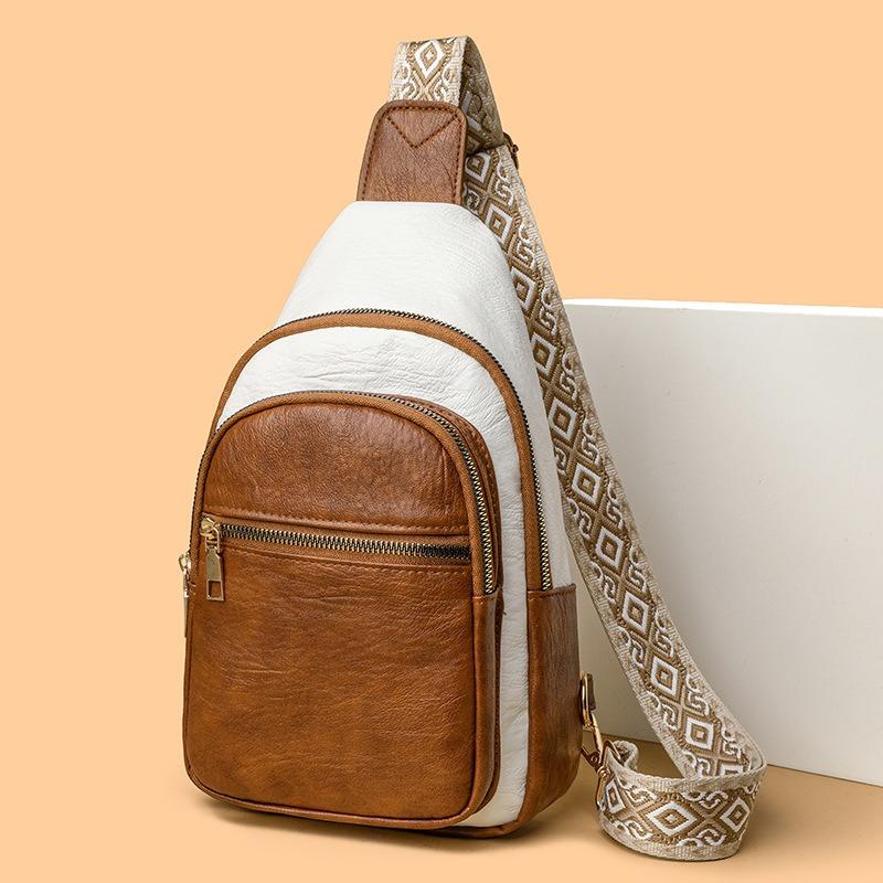 Bags Women's Fashion Retro Multi-compartment Shoulder Bag Fashion Contrast Color Breast Bag Front Satchel Women's