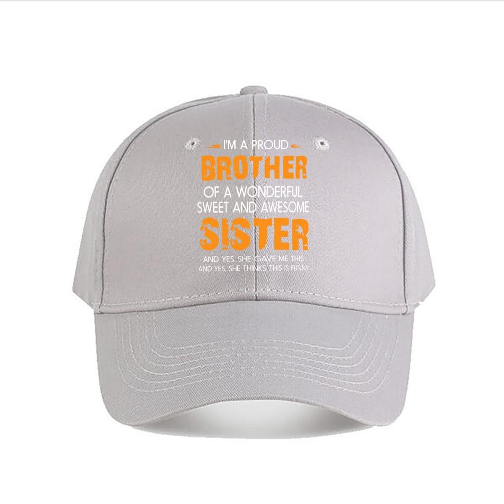 Brother Sister Bold Orange Typography Graphic Baseball Cap Fashion Unisex Sunhat Womens Outdoor Sports