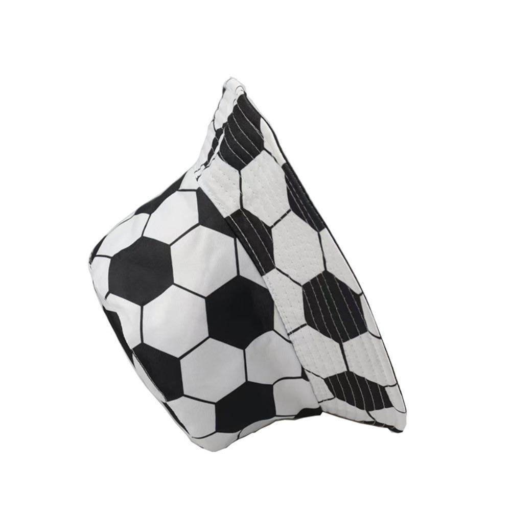 1pc Sunscreen Bucket Hat Football Print Fisherman Hat Double Sides Flat Top Panama Caps for Men Women Reversible Outdoor Sun Hat