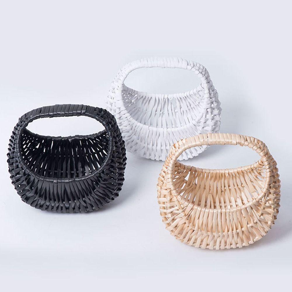 Weide Geflochten Handgehaltener Blumenkorb DIY Blumenkorb Picknick Korb aus Rattan Aufbewahrungskorb Fotografie Requisiten Feiertags Geschenkkorb