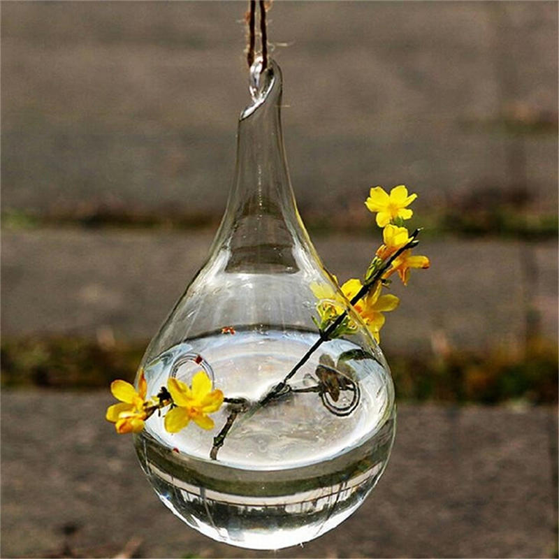 Glass Hanging Vase Flower Planter Container Pot Wedding Decor Tea Light Holder