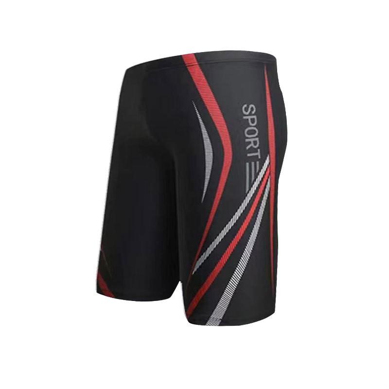 Mens Quick-Dry Swim Trunks Swimming Training Racing Beach Sports - Printed Flat Front Brief Style