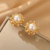 New French Able and Prosperous Wrapped Imitation Pearl Earrings Women's High End Banquet Jewelry Accessories 2024