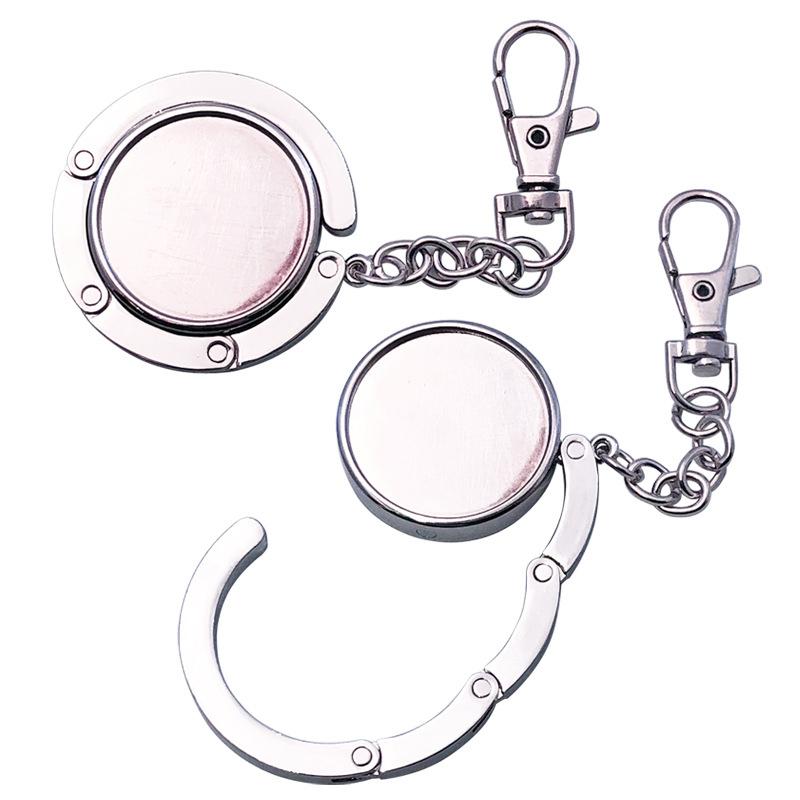 Simple Round Metal Folding Bag Hook Holder Portable Handbag Hooks Keychain Table Side Hangers Multipurpose Non-Slip Hook