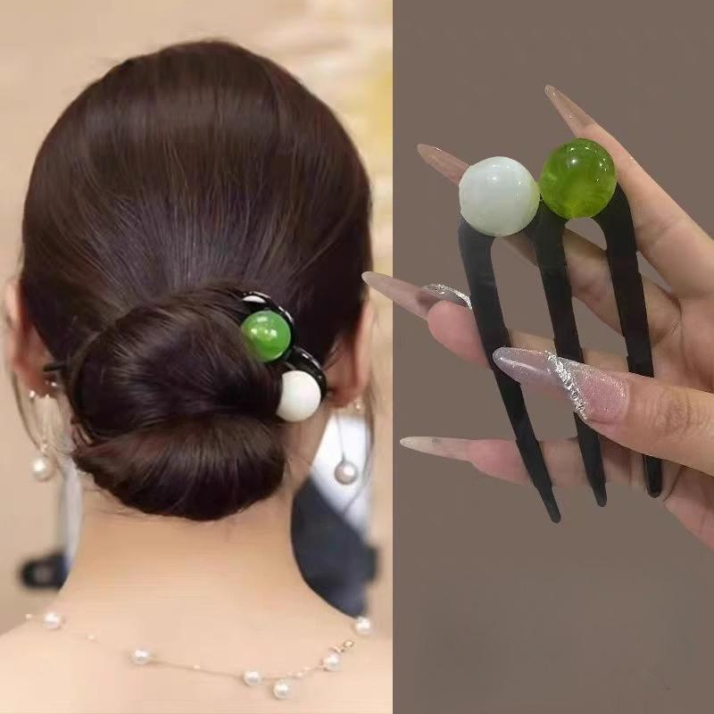 U-förmige Essigsäure-Haarnadel Einfache Perlen Haarstab Frauen Mädchen Farbige U-förmige Unregelmäßige Haarnadel Schmuck Styling Accessoires