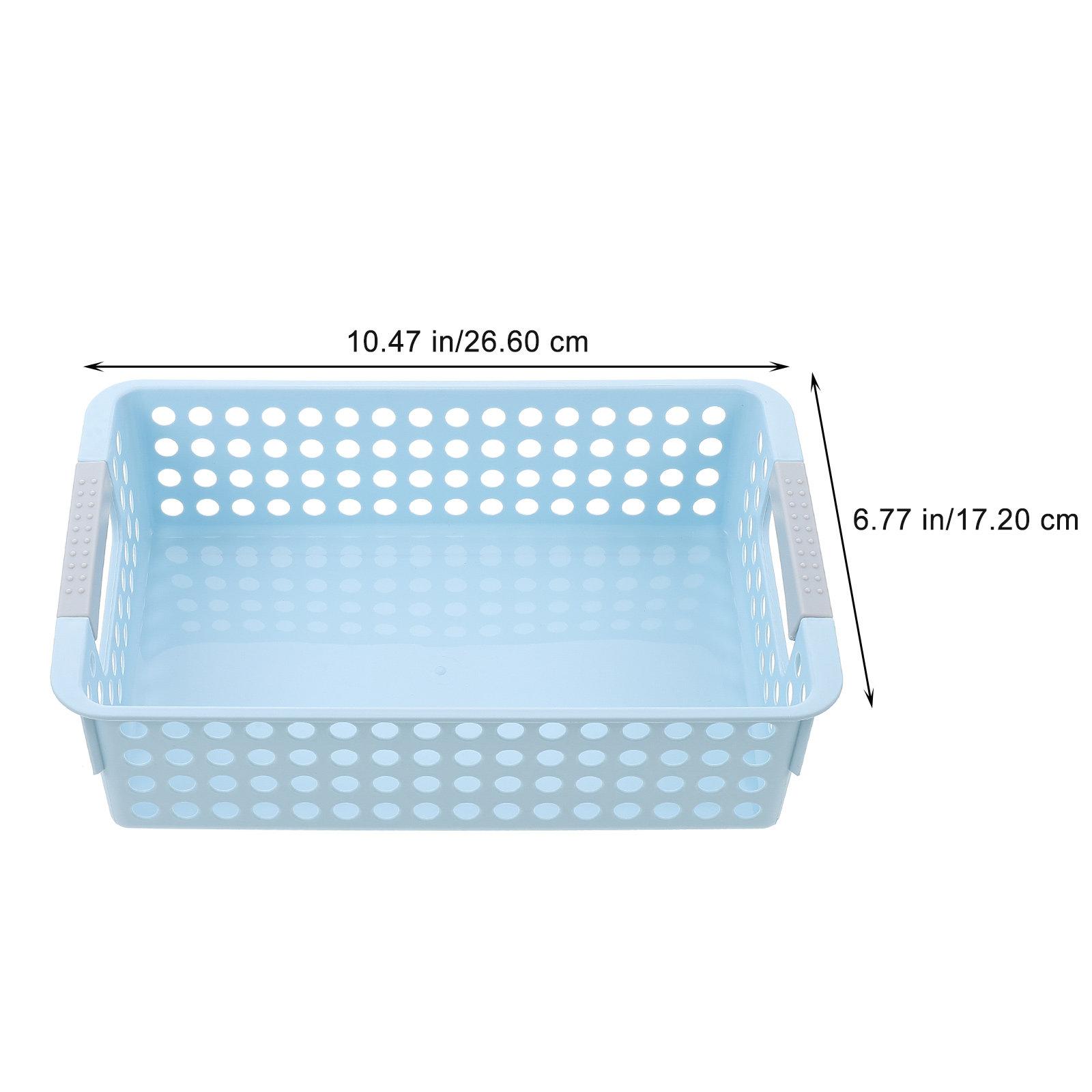 5Pcs Rectangular Storage Basket Plastic Hollow Desktop Organizer Home Office Multifunctional Storage Box for School Bathroom синий