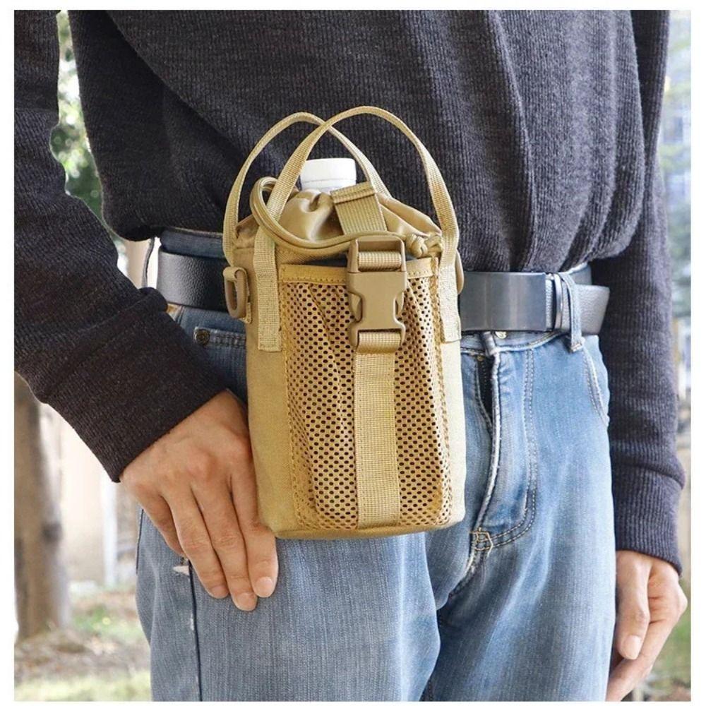Oxford Cloth Molle Water Bottle Pouch Drawstring Kettle Carrier Bag Cycling