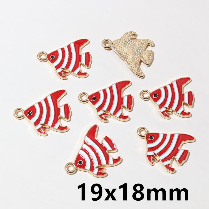 20pcs Enamel Fish Charms Pendant for Earrings Necklace Bracelet Findings Alloy Metal DIY Jewelry Making Accessories