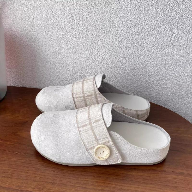 Baotou Slippers Autumn New Fashion Round Toe Deep Mouth Suede Soft Sole Non-slip Wear-resistant Flats