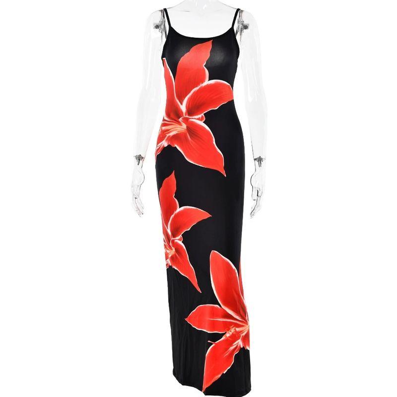 

Elsa European and American Women s Clothing Summer Hot-Selling New Arrival Fashion Retro Print Sexy Multi-Color Sling Sheath Dress Women Black L