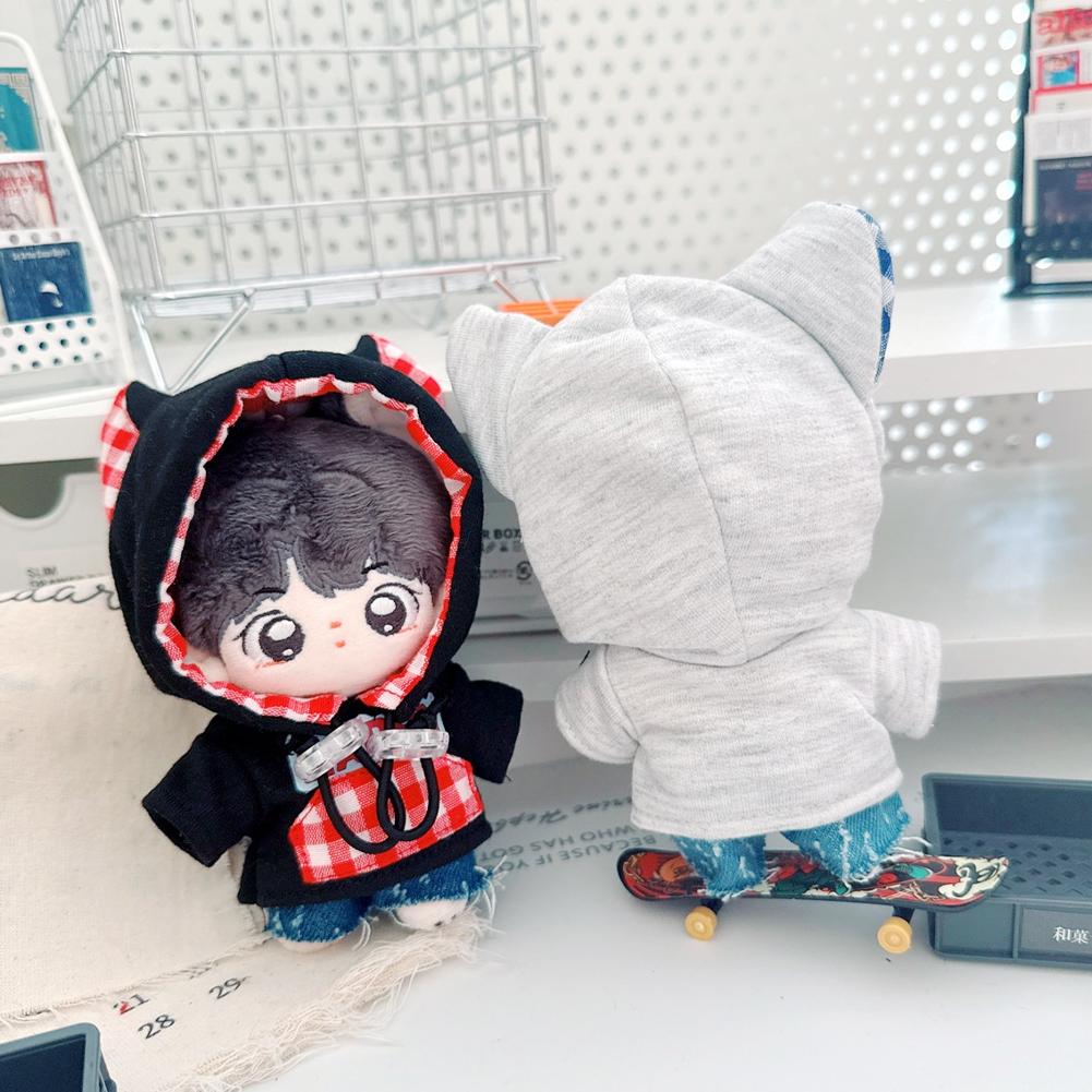 Für 17 cm Labubu Puppenkleidung, modische Kleidung, Kapuzenpullover, Puppenkleidung, farblich passende Kapuzenpullover, Puppenzubehör, süße Dekoration, kleine Tücher