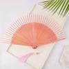 Elegant Carved Bamboo Folding Fan Flower Tassel Folding Fan Portable Handheld Fan  Wedding