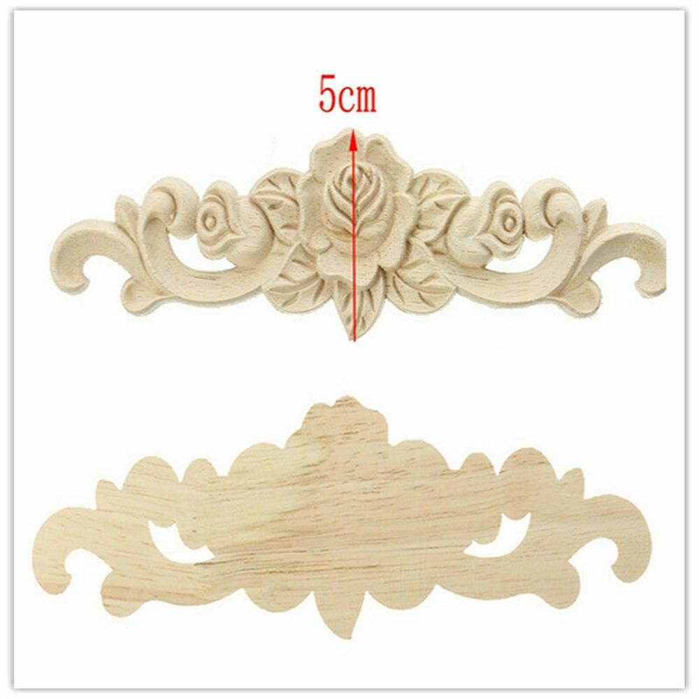 Belo Aplique de Madeira Entalhe de Madeira Decalque Padrão de Flor Mobiliário