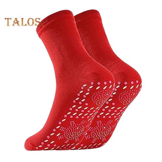 1 Pair Winter Heated Socks Particle Sole Massage Promote Circulation Self-heating Socks Mid-tube High Elasticity Warm Slipper Socks