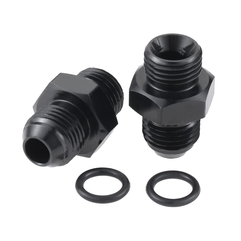 2Pcs 6/8/10AN Male To 6/8/10AN ORB Male Flare Fitting Adapter with O-Ring Straight Aluminum Hex Connector for Auto Fuel Oil Line