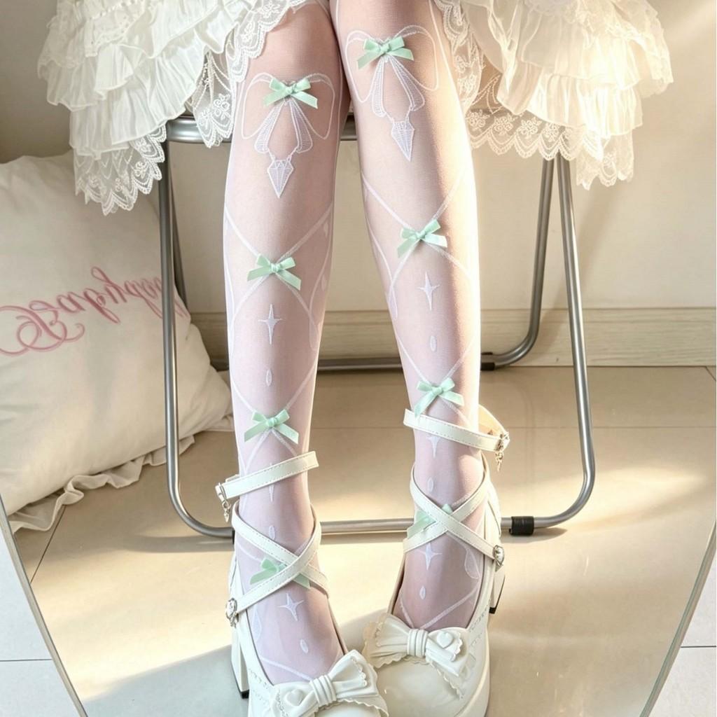 Lolita Cross Bow Overtheknee Socks With Antislip Knit For Youth Fashion