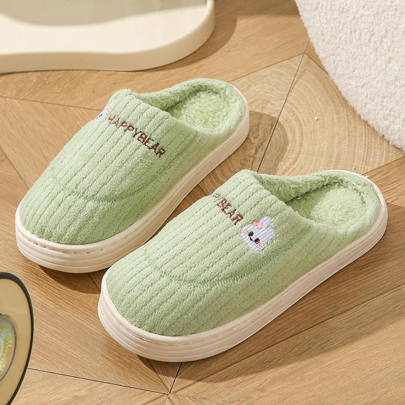 

Уютные нескользящие хлопковые тапочки для пары: Теплая зимняя домашняя обувь 38-39 (fit 37-38) зелёный