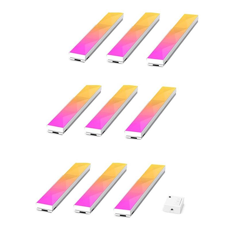 

FWWSA8-23-9 9PCS WiFi Smart LED Wall Light Bar DIY RGBIC Color Changing Lamp Decor EU Plug