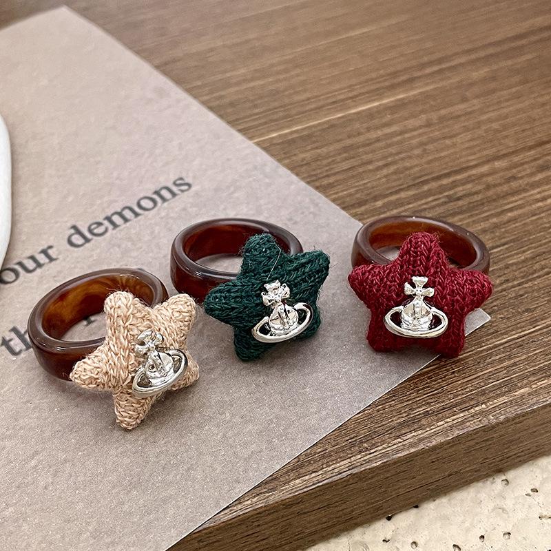 Women's Retro Star Acetate Planet Ring: Minimalist Design with High-End Luxury