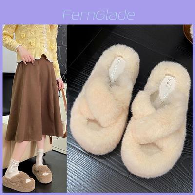 Stylish Thick Sole Plush Slippers For Women Summer Fashionable Casual Slide Sandals Comfortable And Non-slip Design