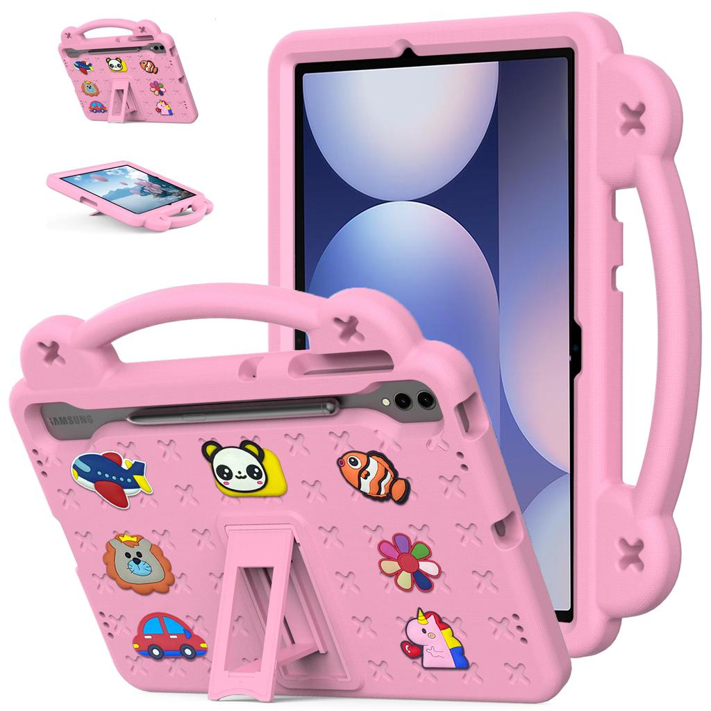 For Samsung Galaxy Tab S10+/S9+/S9 FE+ Case Kids Cartoon Patterns Hand Grip Kickstand Tablet EVA Cover