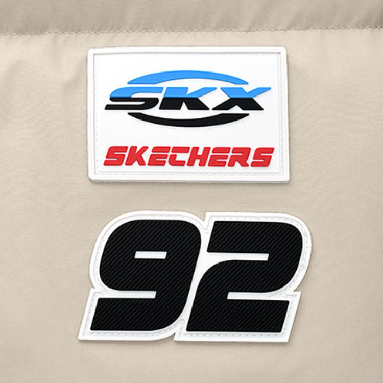 Skechers Sports League Series Logo Embroidered Stand Collar Zipper Short Loose Long Sleeve Down Jacket Men outerwear Light-Brown L424M207-0046