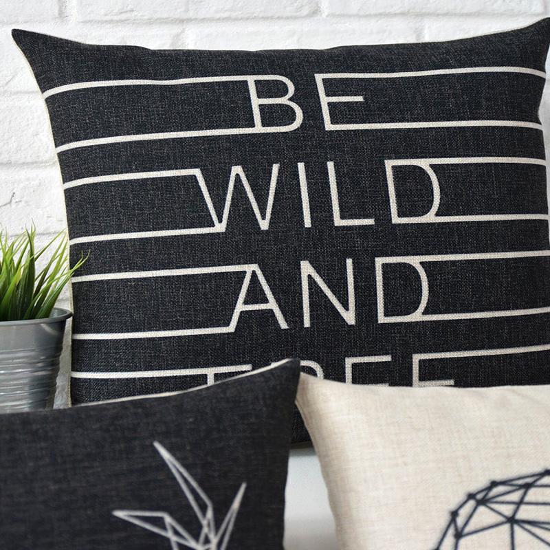 Nordic Concise Geometric Design Home Decor Cotton Linen Cushion Cover Animal Deer Letter Style Sofa Throw Pillow Case Cojines