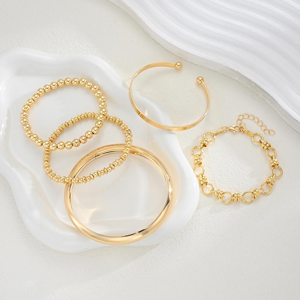 IF ME 5pcs Fashion Simple Bracelet Set for Women Boho Exaggerated Stackable Design CCB Bangles Dating Vacation Daily Wear Jewelry Gift