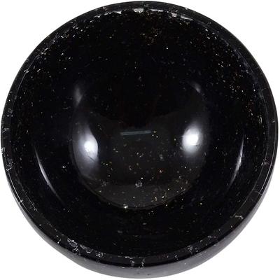 Natural Black Tourmaline Stone Bowl Hand Carved Crystal Reiki Healing Energy Generator