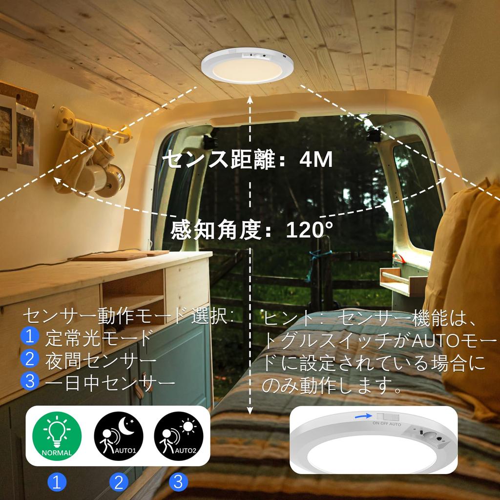 Feallive LED Sensor Light, Indoor, Motion Sensor, Dimmable, Color Temperature Adjustable, Compact, for EntrywayHallway Lighting, Type-C Rechargeable