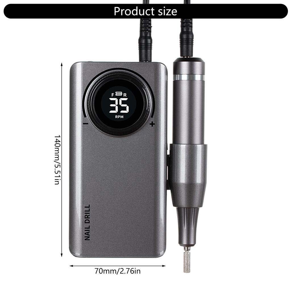 Professional 0-35000RPM Electric Nail Drill Machine for Acrylic Nails with 6 Drill Bits for Home Manicure Pedicure Use