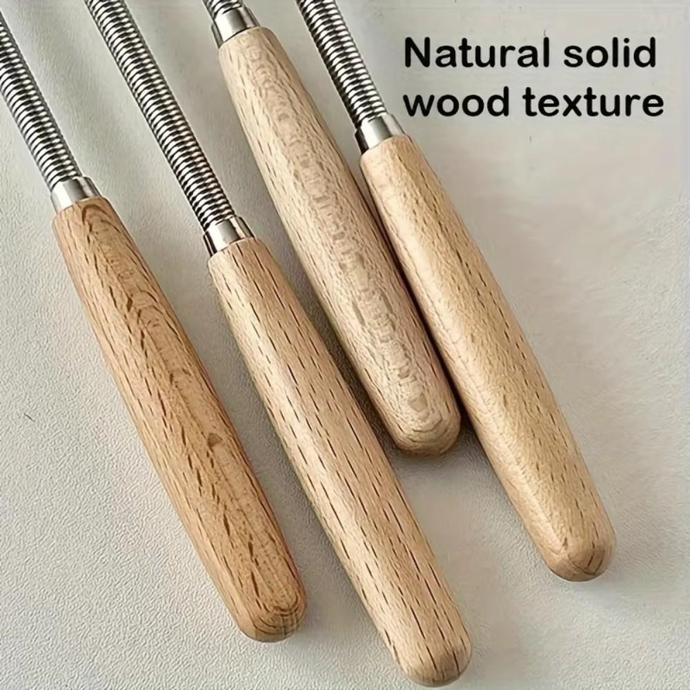 Solid Wood Handle Kitchen Whisk Mini Wire Design Mini Egg Beater Stainless Steel Wire Beating Function Stainless Steel Whisk