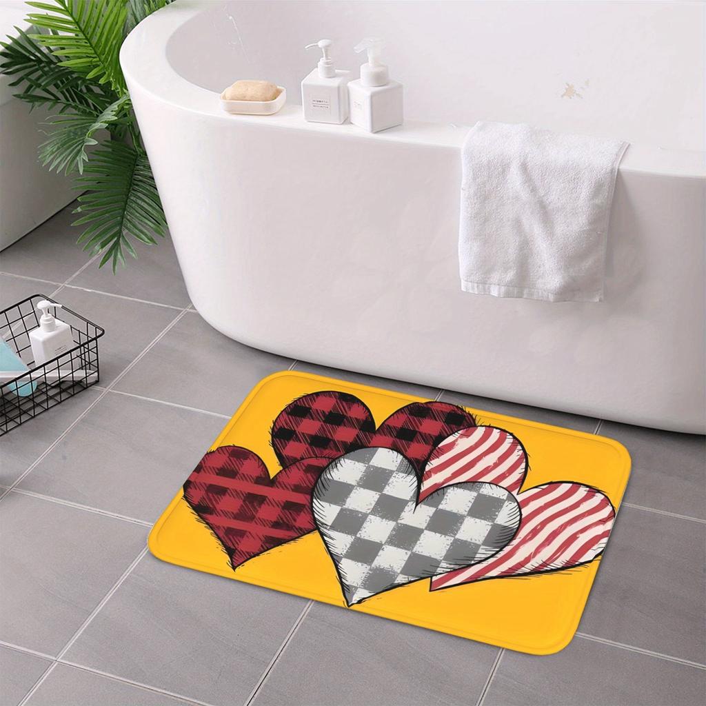 1PC Heart Pattern Kitchen Rug Non-Slip Door Mat Pop Design Bathroom Rug Bath Mat Carpet for Home Sink Laundry Decoreeree