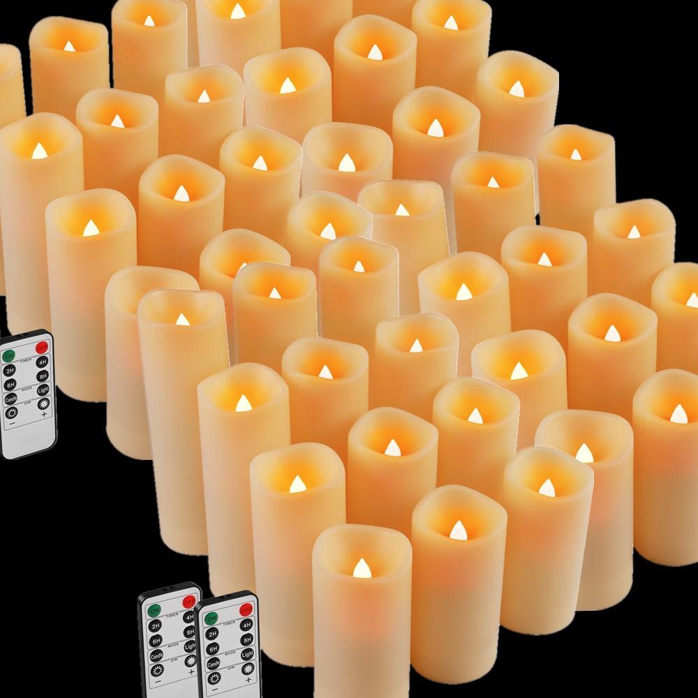 24/48Pc Waterproof Flameless LED Electronic Candles 4" 5" 6" 7" LED Tealight with 10-Key Remote 2/4/6/8Hour Cycling Timer Lights