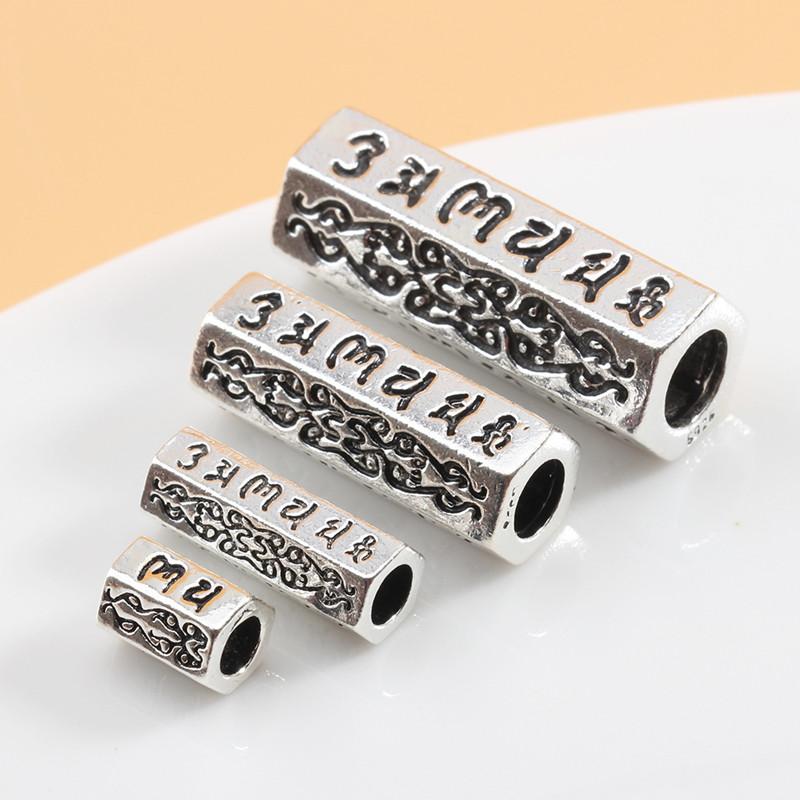 Thai Silver Style Ommani Pedmehum Tube Beads DIY Sterling Silver Jewelry Findings for Bracelet Making Small серебряный