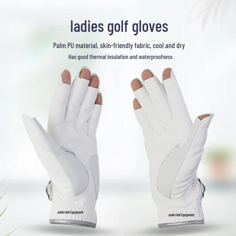 Women's Fingerless Golf Gloves with PU Palm, Mesh Back, and Nano Microfiber Reinforcement (Left Hand)