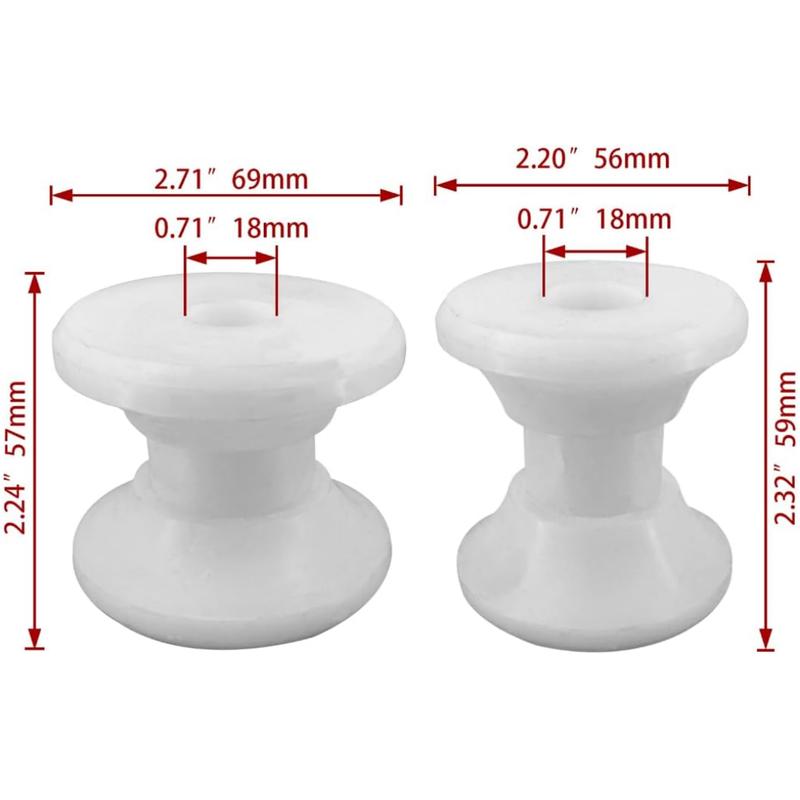 ISURE MARINE 18mm Water White Bow Anchor Roller Replacement Wheels Bow Roller Plastic Pulley for Marines Boats Yachts