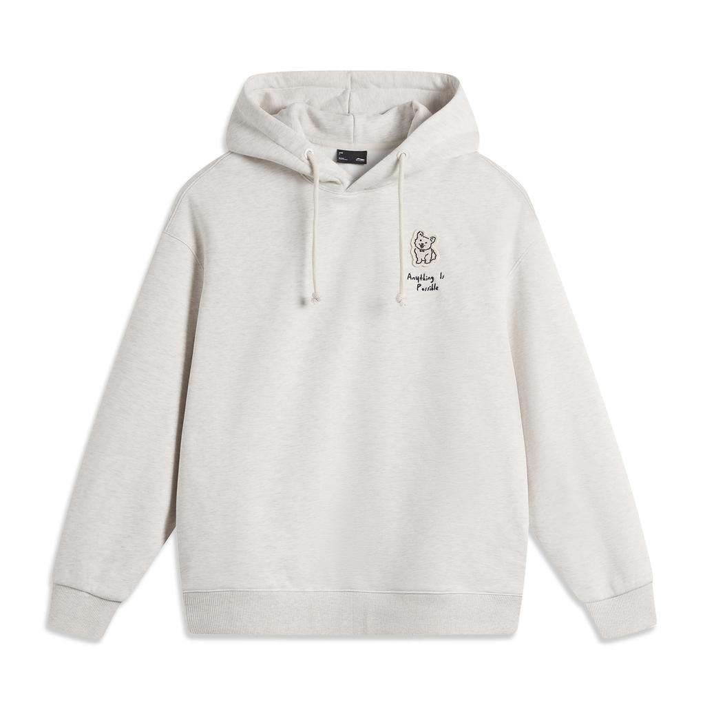 Li Ning Sports Lifestyle Series Infrared Warmth Anti-Static Anti-Bacterial Hooded Pullover Fleece Sweatshirt Women sweatshirt AWDUF88-3