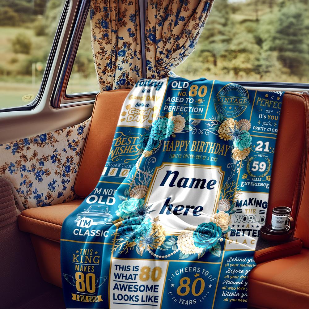 80Th Birthday Celebration Quotes Blanket Durable Comfort For Sofa Couch Office Bed Picnics Ideal For All Seasons Stylish Decor Perfect Gift For