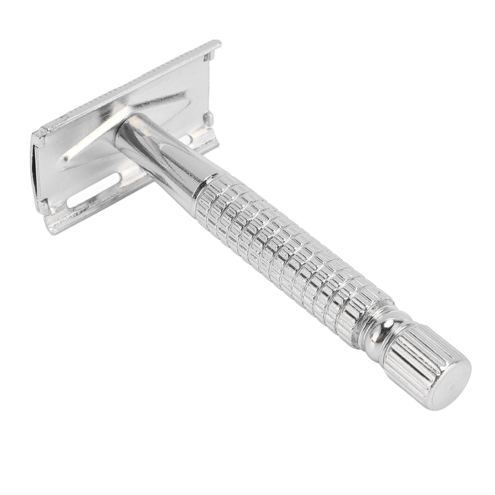 

Handle Double Sided Shaving Tool Metal Vintage Shave Tool with Refill Cutter Stand Cleaning Brush