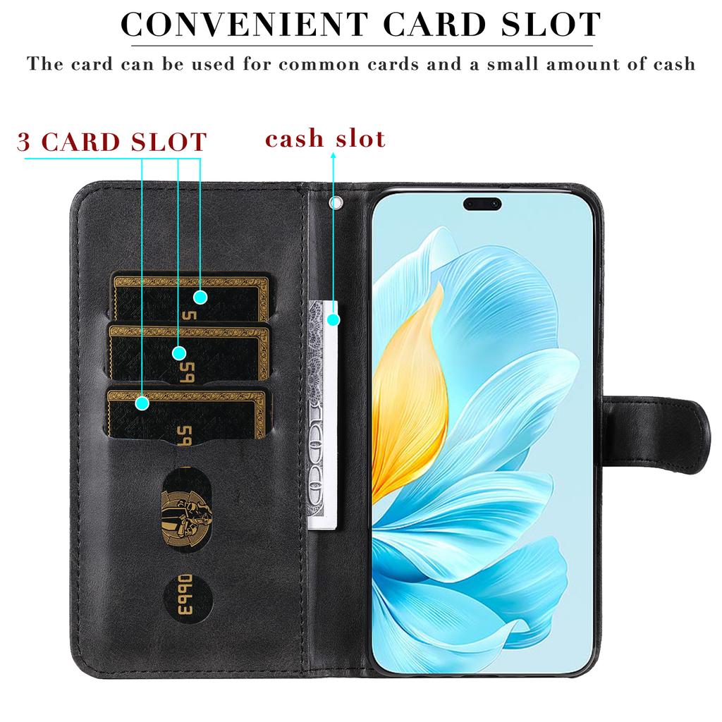 For Honor 200 Lite Case PU Leather Card Slots Zipper Pocket Phone Cover
