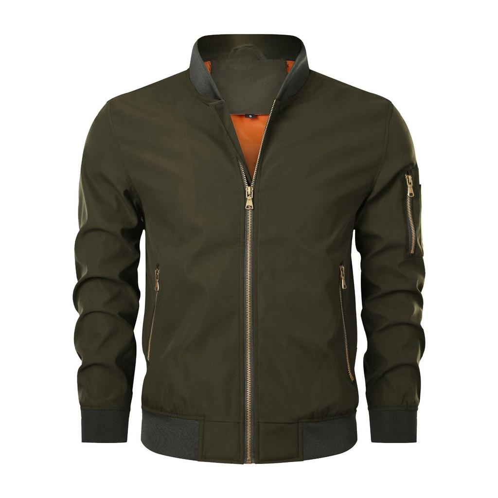 Men's Casual Stand Collar Pilot Jacket: Spring/Autumn Zipper Design, European Fit, Invoicing Available